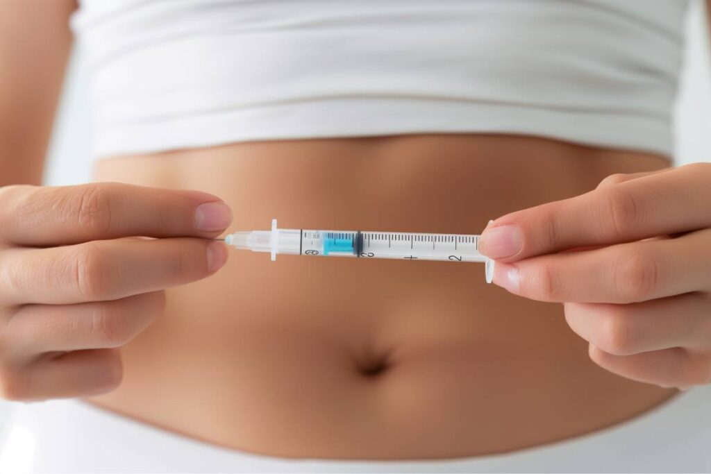 Woman holding a Semaglutide injection